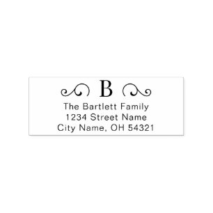 Simple Traditional Monogram Custom Return Address Rubber Stamp