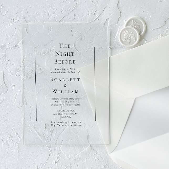 Simple Traditional Wedding The Night Before Acrylic Invitations (Creator Uploaded)