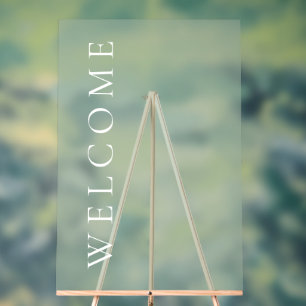 Simple Transparent Dusty Green Welcome Wedding Acrylic Sign