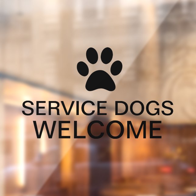 Simple Transparent Service Dogs Welcome Glass Window Cling (Sheet 2)