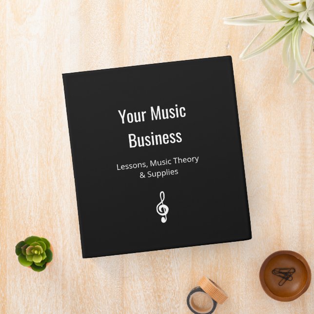 Simple Treble Clef Classic Black Music Business  Binder (In Situ)
