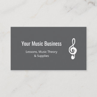 Simple Treble Clef QR code Grey Music Lessons  Business Card