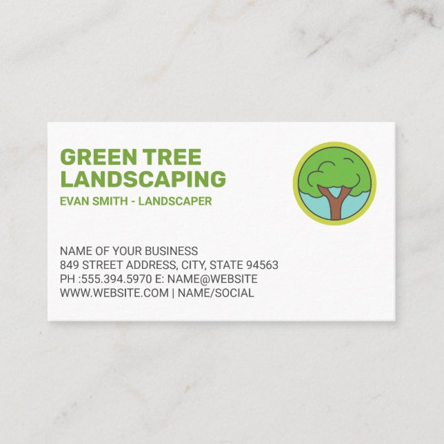 Simple Tree Logo | Landscaping Business Card (Front)