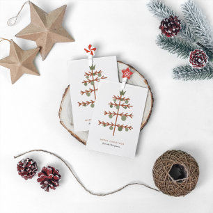 Simple Tree Name Merry Christmas Holiday Postcard