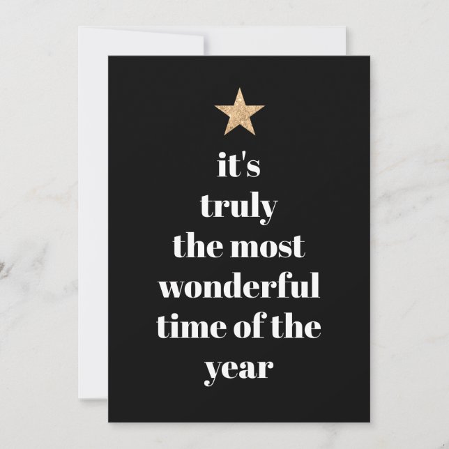 Simple Tree Shape Black & White Quote Holiday Card (Front)
