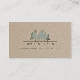 Simple Trees Forest Logo Kraft Custom Business Card