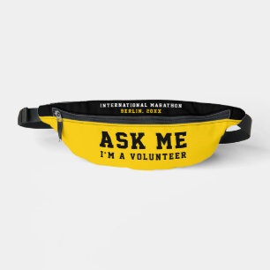 Simple Trendy Ask Me Yellow Black Volunteer Help Fanny Pack