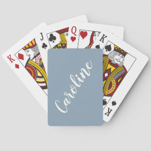 Simple Trendy Chic Blue Calligraphy Personalized  Playing Cards