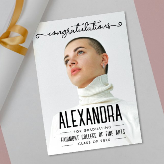 Simple Trendy Congratultions Graduate Script Photo Card (Creator Uploaded)