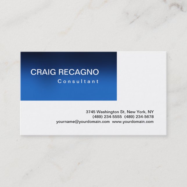 Simple Trendy Cute Blue Black White Business Card (Front)