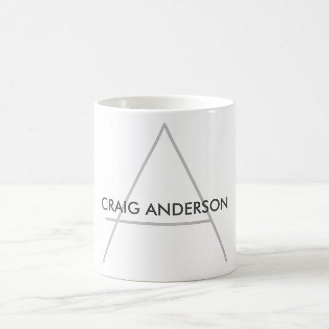 Simple Trendy Cute Plain Black White Add Name Coffee Mug (Center)