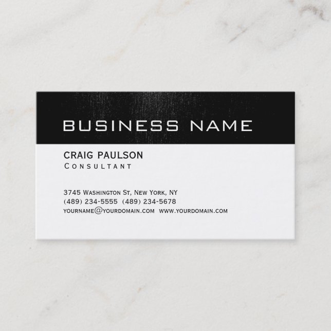 Simple Trendy Cute Plain Black White Business Card (Front)