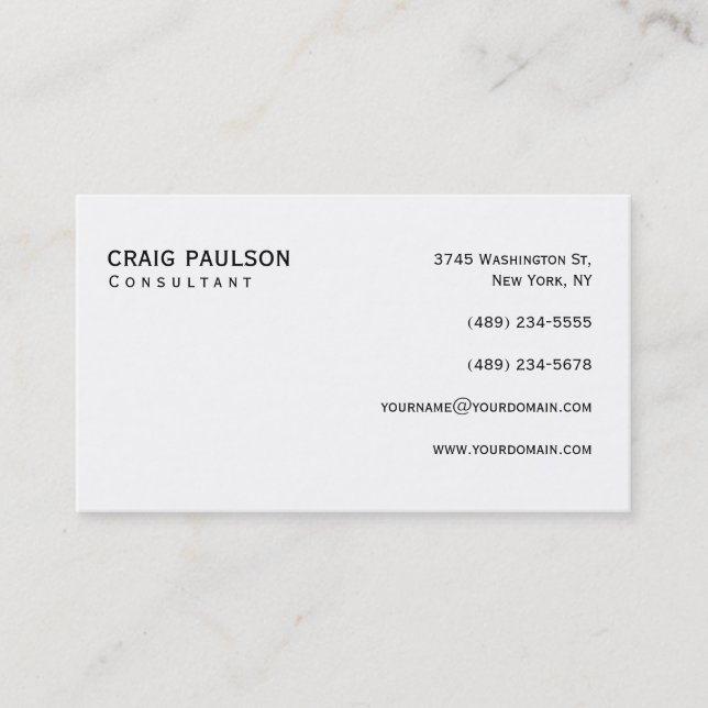 Simple Trendy Cute Plain Black White Business Card (Front)