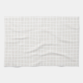 Simple trendy Grid beige white neutral rectangle Kitchen Towel