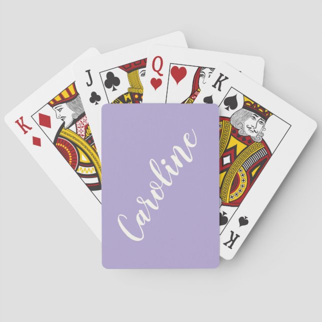 Simple Trendy Lavender Calligraphy Personalized Playing Cards (Back)