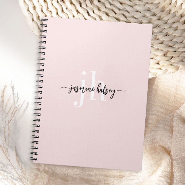 Simple Trendy Minimal Name and Initials Notebook (Personalize with your name and monogram initials.)