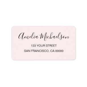 Simple trendy minimalist pastel pink address label