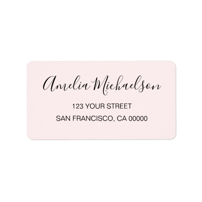 Simple trendy minimalist pastel pink address label (Front)