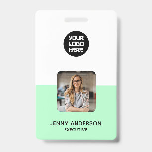 Simple Trendy Minimalist Photo   Neo Mint ID Badge