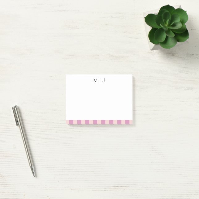 Simple Trendy Minimalist Stripes Monogram Business Post-it Notes (Office)