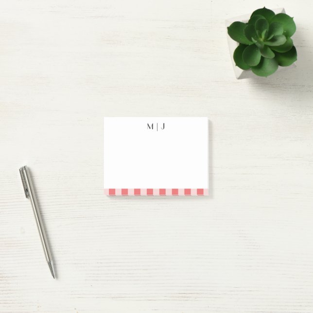 Simple Trendy Minimalist Stripes Monogram Business Post-it Notes (Office)