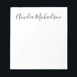 Simple trendy modern minimalist black & white notepad<br><div class="desc">Trendy,  simple,  modern,  minimalist notepad in black and white,  with elegant handwritten font.</div>