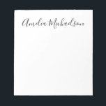 Simple trendy modern minimalist black & white notepad<br><div class="desc">Trendy, simple, modern, minimalist notepad in black and white, with elegant handwritten font.</div>