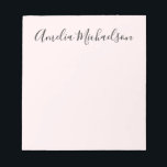 Simple trendy modern minimalist pastel pink notepad<br><div class="desc">Trendy, simple, modern, minimalist notepad in pastel pink, with elegant handwritten font in black.</div>