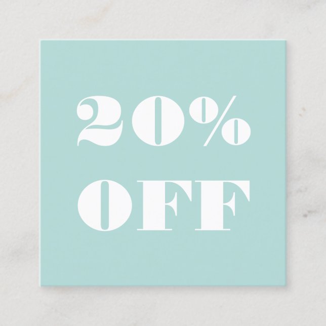 Simple trendy pastel blue minimalist modern discount card (Front)