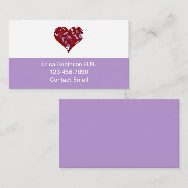 Simple Trendy Registered Nurse Medical Business Card (Front/Back)