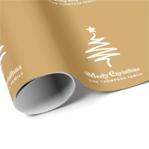Simple Trendy Retro Gold Personalized Christmas Wrapping Paper