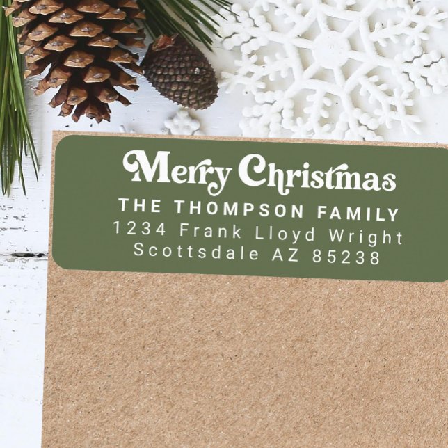 Simple Trendy Retro Green Christmas Return Address (Creator Uploaded)