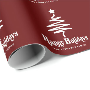 Simple Trendy Retro Red Personalized Holiday Wrapping Paper