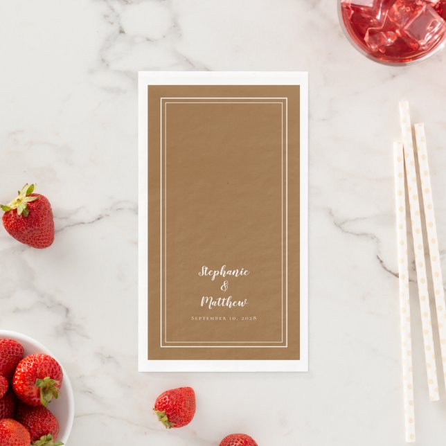 Simple Trendy Rustic Brown Modern Wedding Dinner Napkin (Insitu)
