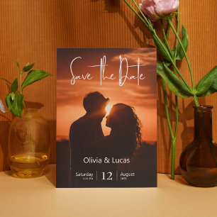 Simple Trendy Sun Photo Save The Date Wedding  Invitation