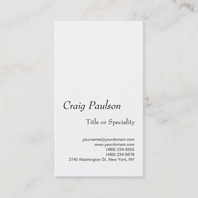 Simple Trendy White Professional Business Card (Front)