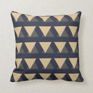 Simple Triangle Pattern in Gold and Charcoal Grey Throw Pillow