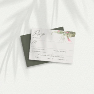 Simple Tropical Floral Dark Green Meal Choice RSVP Card