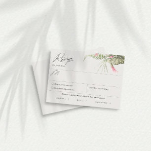 Simple Tropical Floral  Meal Choice RSVP Card
