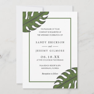 Simple Tropical Modern Wedding Invitation
