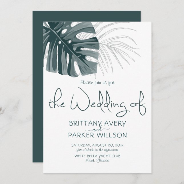 Simple Tropical Wedding Invitation (Front/Back)