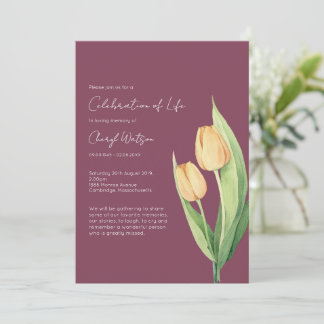 Simple Tulip Celebration of Life Funeral Invitation