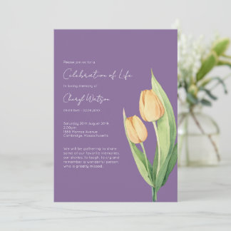 Simple Tulip Celebration of Life Funeral Invitation