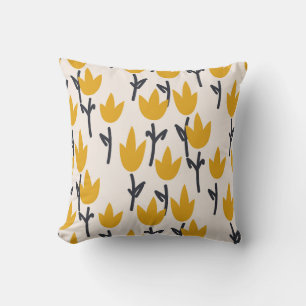 Simple Tulip Flower Fabric Print Throw Pillow