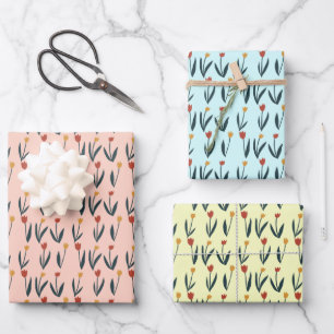 Simple Tulips Easter Spring Floral Pattern Gift Wrapping Paper Sheet