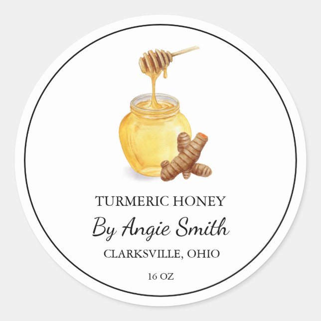 Simple Turmeric Infused Honey Label (Front)