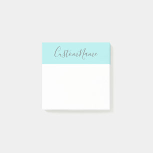Simple Turquoise Background and Dim Grey Name Post-it Notes