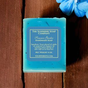 Simple turquoise bleu et jaune étiquette de cosmét