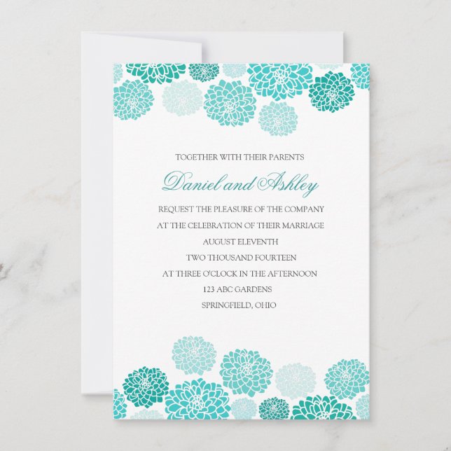 Simple Turquoise Garden Wedding Invitation (Front)