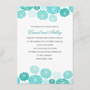 Simple Turquoise Garden Wedding Invitation